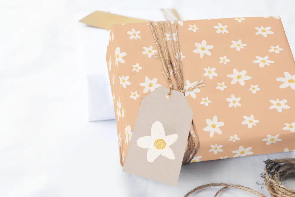 Pink Boho Daisy Wrapping Paper - Premium Craft Supplies & Tools > Party & Gifting > Packaging & Wrapping from Sugar and Spice Invitations - Just $26.10! Shop now at Sugar and Spice Paper