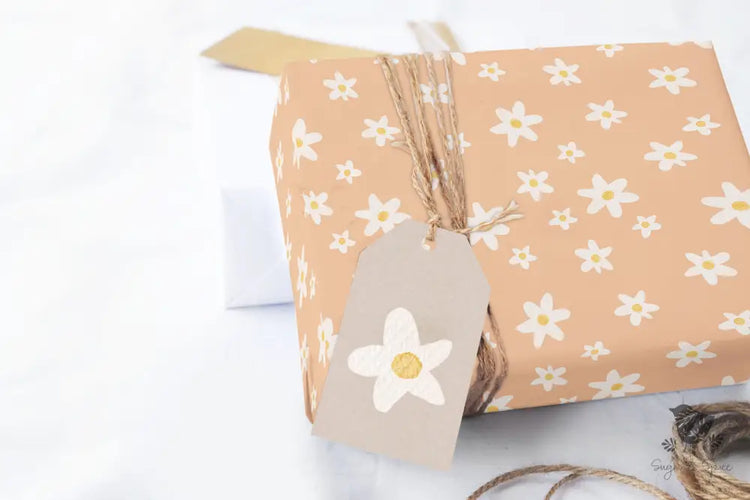 Pink Boho Daisy Wrapping Paper Craft Supplies & Tools > Party Gifting Packaging