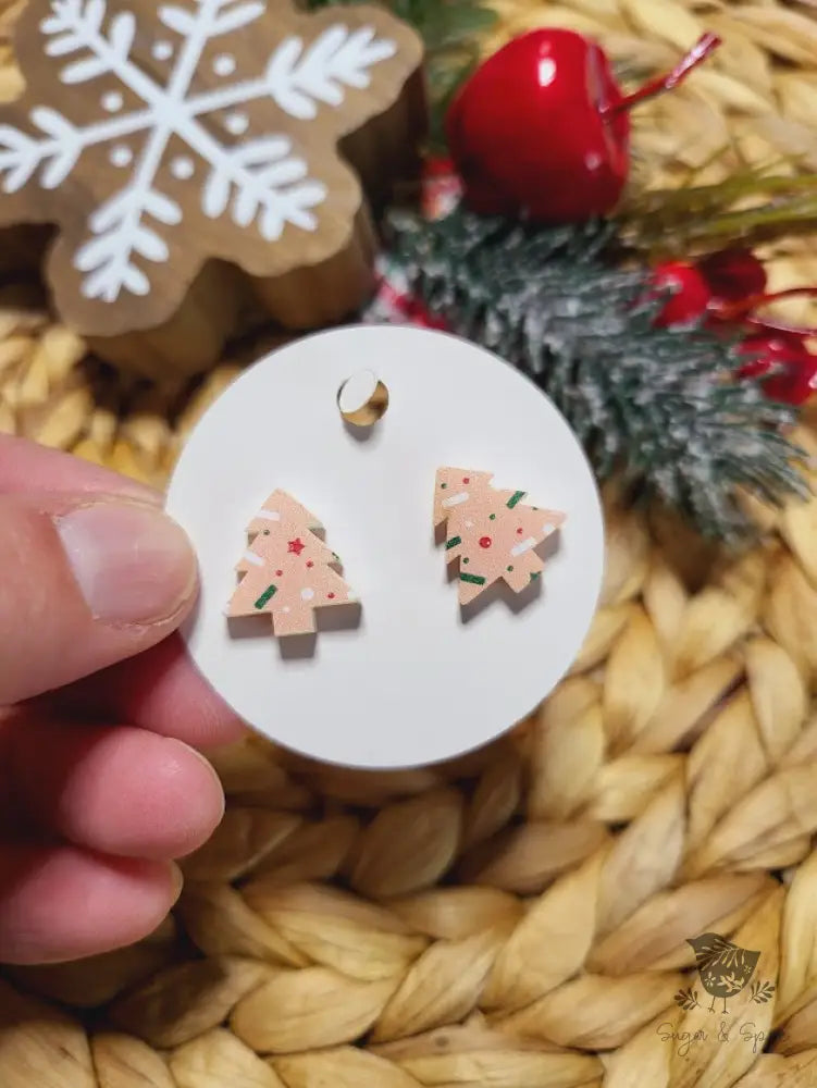 Pink Christmas Tree Cookie Stud Earrings - Premium  from Sugar and Spice Invitations - Just $6! Shop now at Sugar and Spice Paper