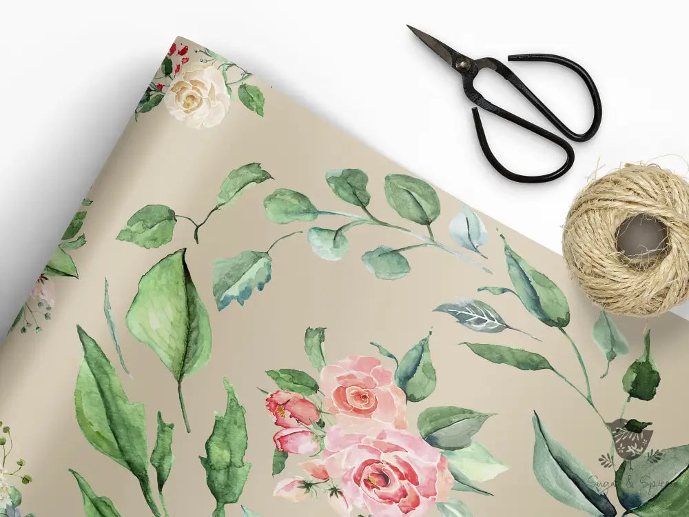 Pink Floral Greenery Wrapping Paper - Premium Craft Supplies & Tools > Party & Gifting > Packaging & Wrapping from Sugar and Spice Invitations - Just $26.10! Shop now at Sugar and Spice Paper
