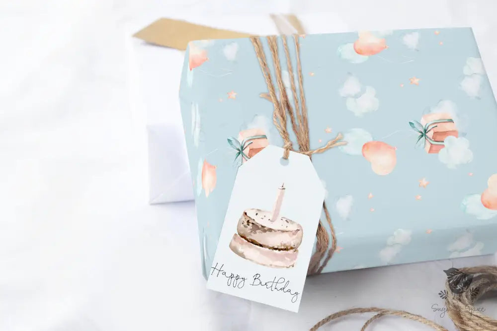 Pink Hearts and Clouds Birthday Wrapping Paper - Premium Craft Supplies & Tools > Party & Gifting > Packaging & Wrapping from Sugar and Spice Invitations - Just $26.10! Shop now at Sugar and Spice Paper