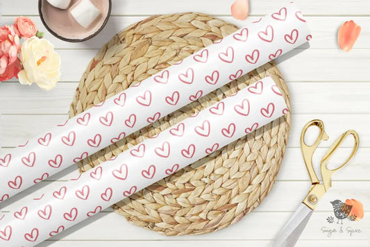 Pink Hearts Valentine Wrapping Paper - Premium Craft Supplies & Tools > Party & Gifting > Packaging & Wrapping from Sugar and Spice Invitations - Just $26.10! Shop now at Sugar and Spice Paper