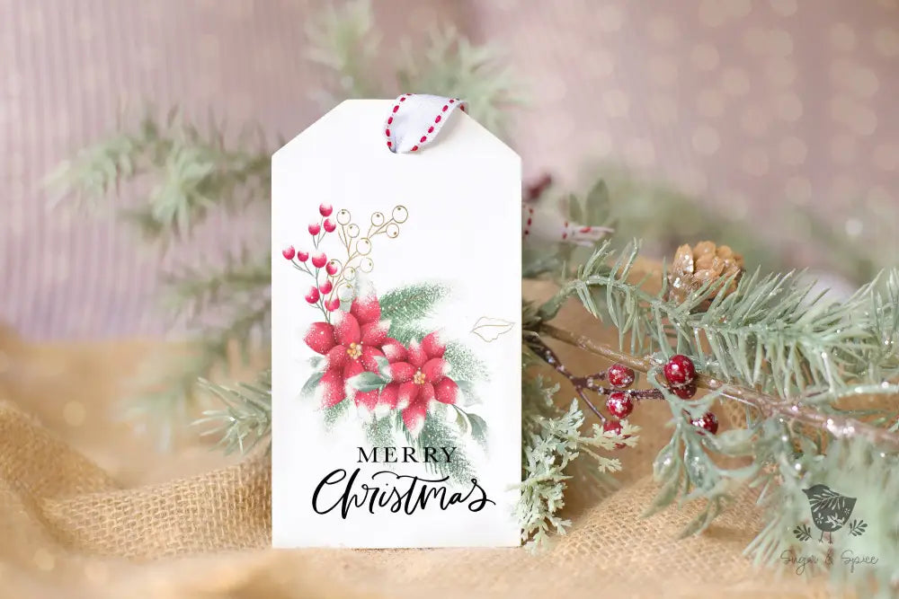Poinsettia Christmas Gift Tag - Premium Craft Supplies & Tools > Party & Gifting > Labels, Stickers & Tags > Tags from Sugar and Spice Invitations - Just $26! Shop now at Sugar and Spice Paper