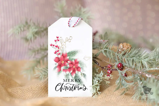 Poinsettia Christmas Gift Tag - Premium Craft Supplies & Tools > Party & Gifting > Labels, Stickers & Tags > Tags from Sugar and Spice Invitations - Just $26! Shop now at Sugar and Spice Paper