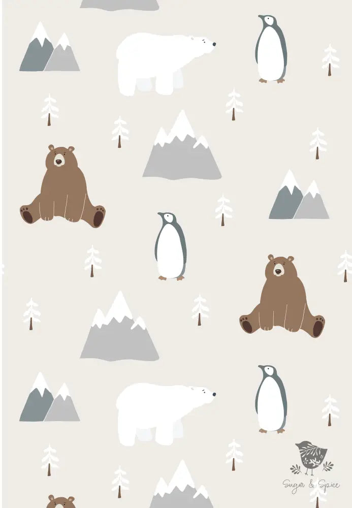 Polar Bear & Penguin Wrapping Paper - Premium Craft Supplies & Tools > Party & Gifting > Packaging & Wrapping from Sugar and Spice Invitations - Just $26.10! Shop now at Sugar and Spice Paper