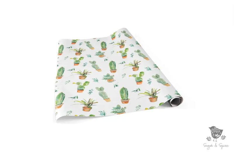 Potted Cactus Plant Wrapping Paper