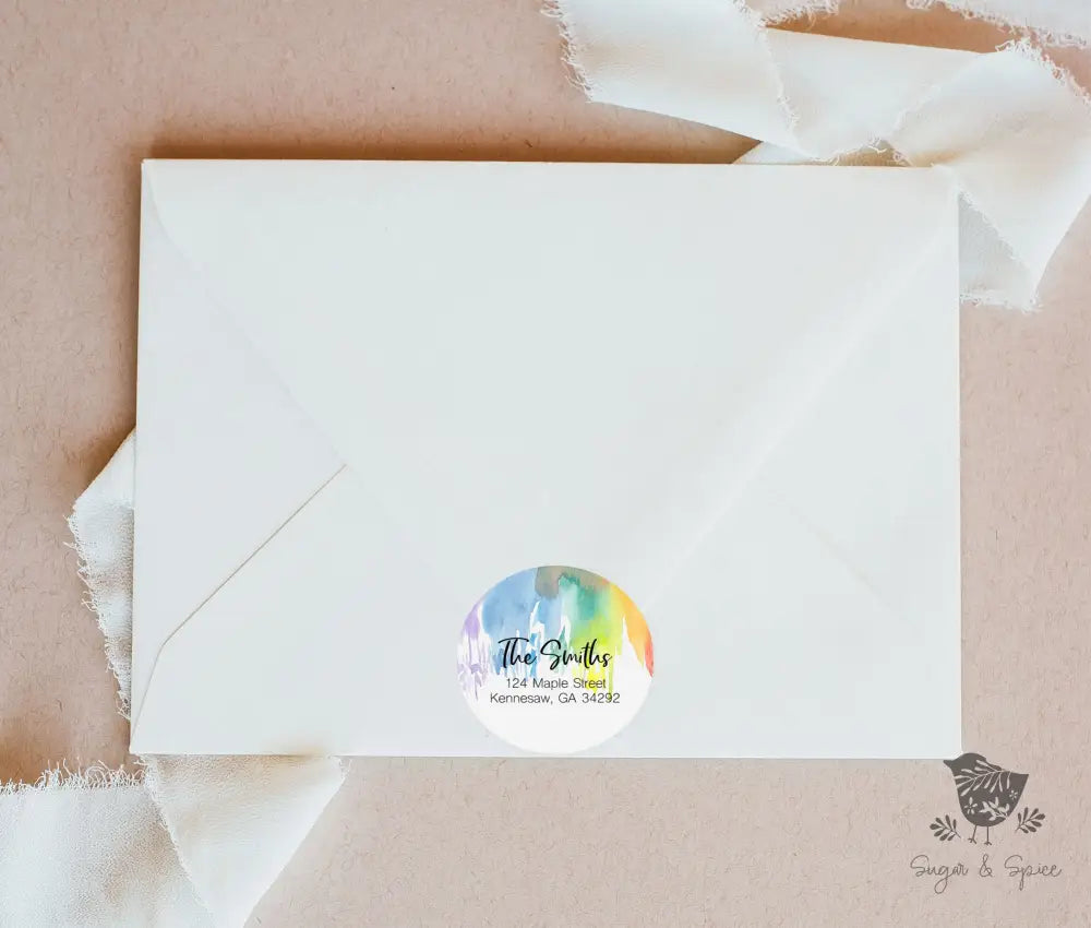 Rainbow Return Address Sticker - Premium  from Sugar and Spice Invitations - Just $9.95! Shop now at Sugar and Spice Paper