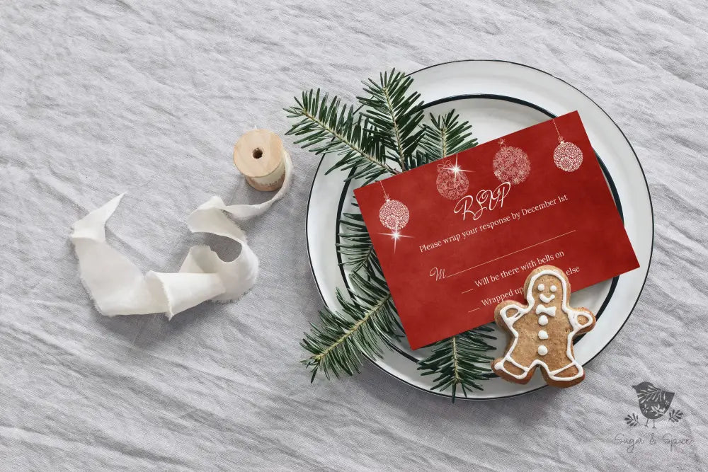 Red Christmas Wedding Invitation - Premium  from Sugar and Spice Invitations - Just $2.15! Shop now at Sugar and Spice Paper