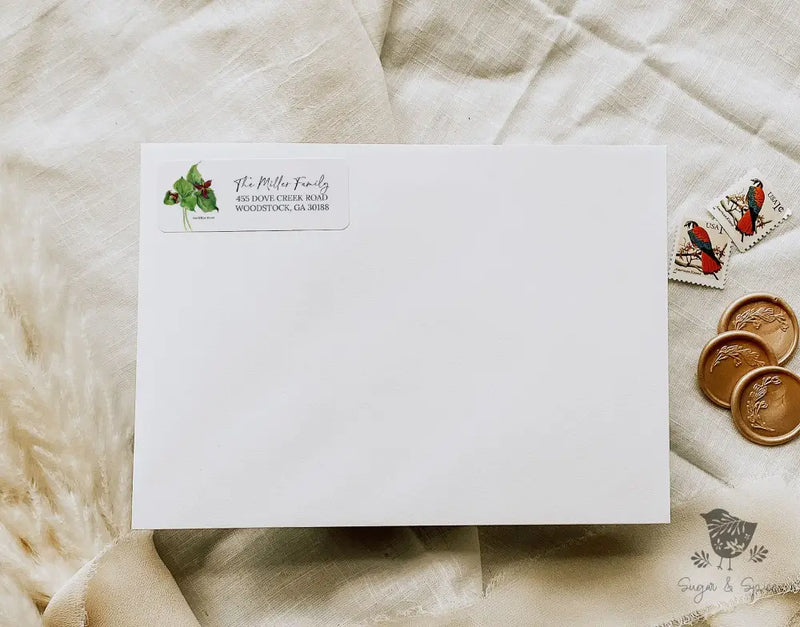 Red Trillium Wake Robin Flower Return Address Sticker - Premium  from Sugar and Spice Invitations - Just $23! Shop now at Sugar and Spice Paper