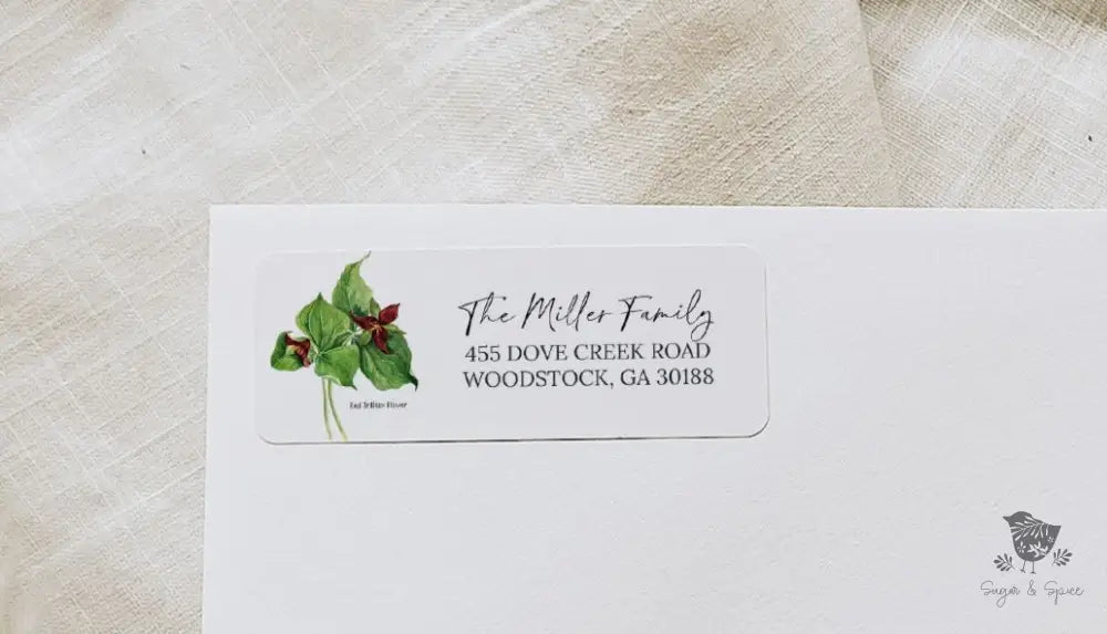 Red Trillium Wake Robin Flower Return Address Sticker - Premium  from Sugar and Spice Invitations - Just $23! Shop now at Sugar and Spice Paper