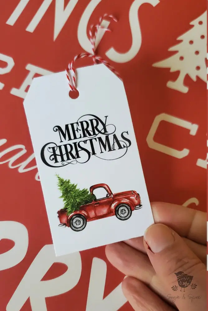 Red Truck Christmas Tree Gift Tag - Premium Craft Supplies & Tools > Party & Gifting > Labels, Stickers & Tags > Tags from Sugar and Spice Invitations - Just $18.20! Shop now at Sugar and Spice Paper