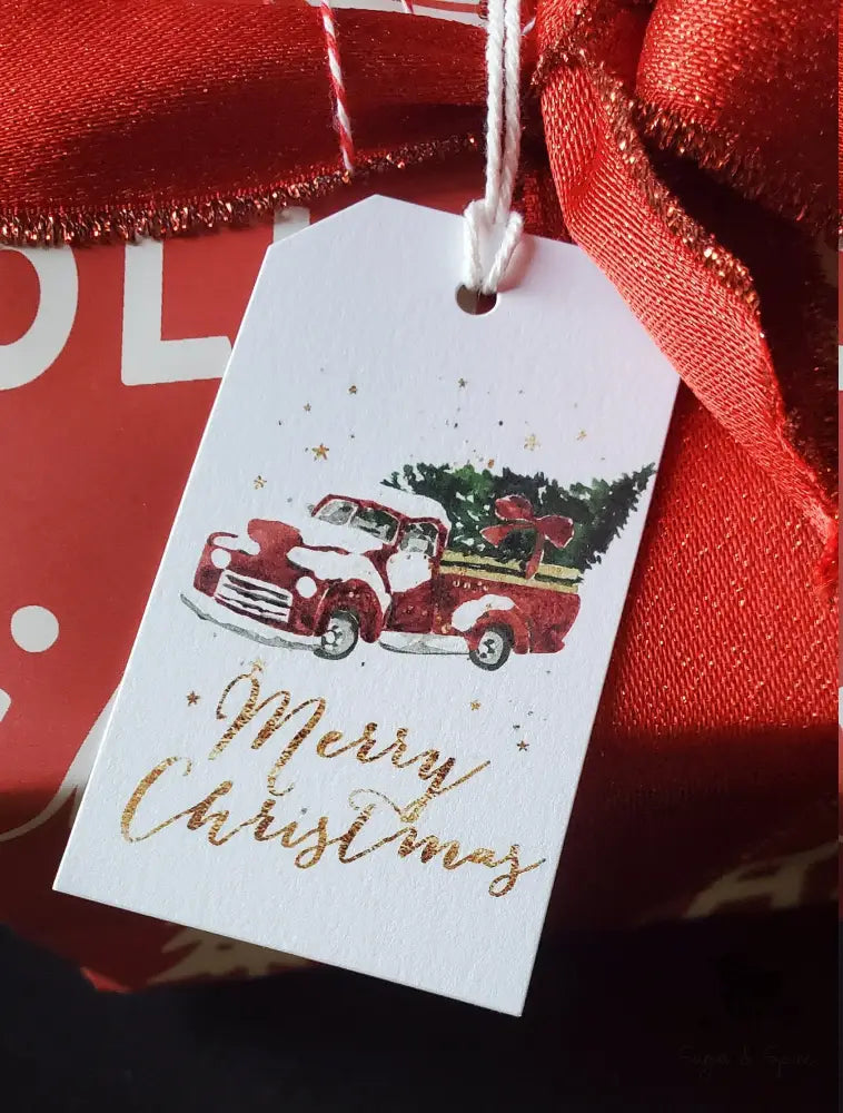 Red Truck Gold Christmas Tree Gift Tag - Premium Craft Supplies & Tools > Party & Gifting > Labels, Stickers & Tags > Tags from Sugar and Spice Invitations - Just $24! Shop now at Sugar and Spice Paper