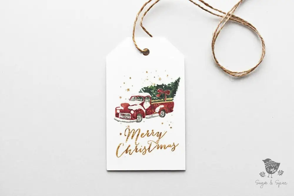Red Truck Gold Christmas Tree Gift Tag - Premium Craft Supplies & Tools > Party & Gifting > Labels, Stickers & Tags > Tags from Sugar and Spice Invitations - Just $24! Shop now at Sugar and Spice Paper