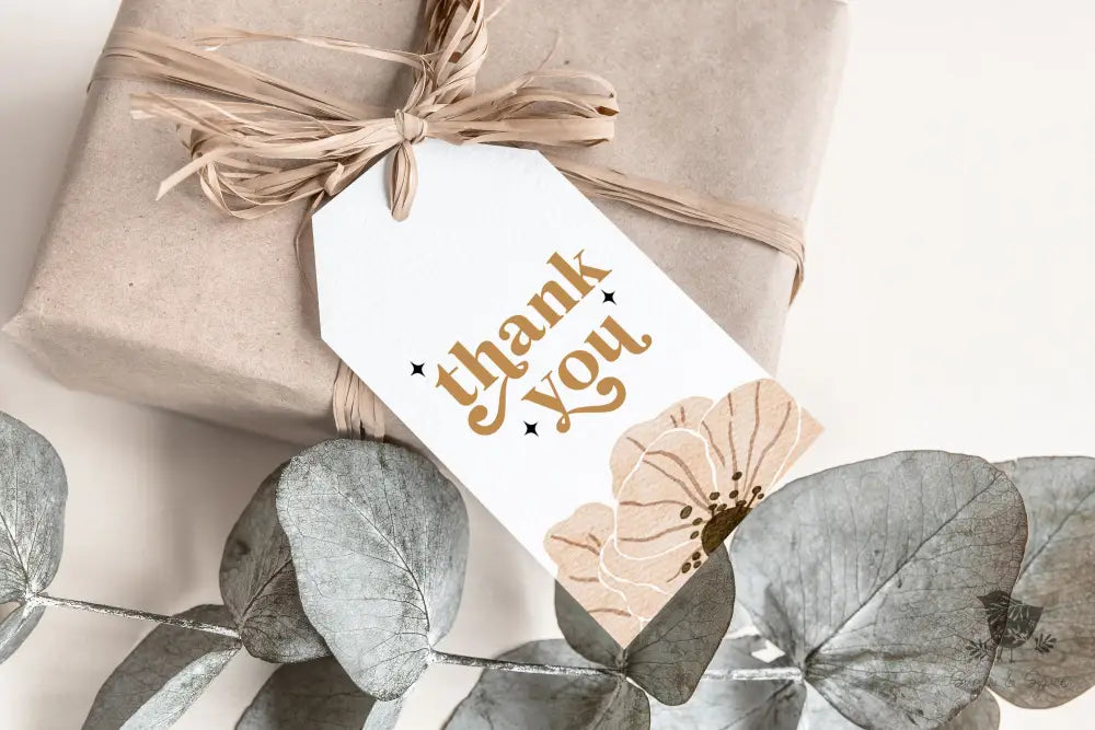 Retro Boho Thank You Gift Tag - Premium Craft Supplies & Tools > Party & Gifting > Labels, Stickers & Tags > Tags from Sugar and Spice Invitations - Just $24! Shop now at Sugar and Spice Paper