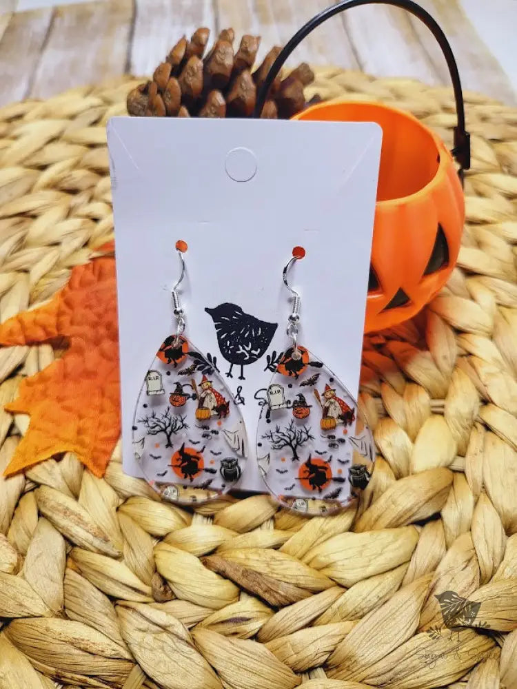 Retro Halloween Acrylic Teardrop Earrings - Premium  from Sugar and Spice Invitations - Just $11.25! Shop now at Sugar and Spice Paper