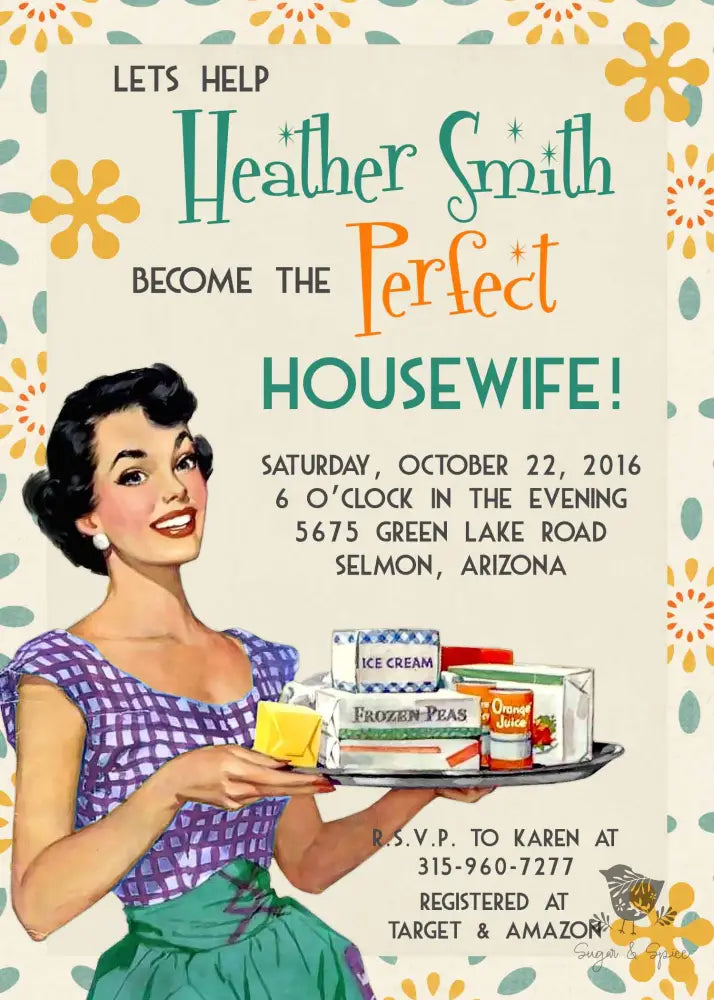 Retro Housewife Bridal Shower Invitation - Premium  from Sugar and Spice Invitations - Just $1.95! Shop now at Sugar and Spice Paper