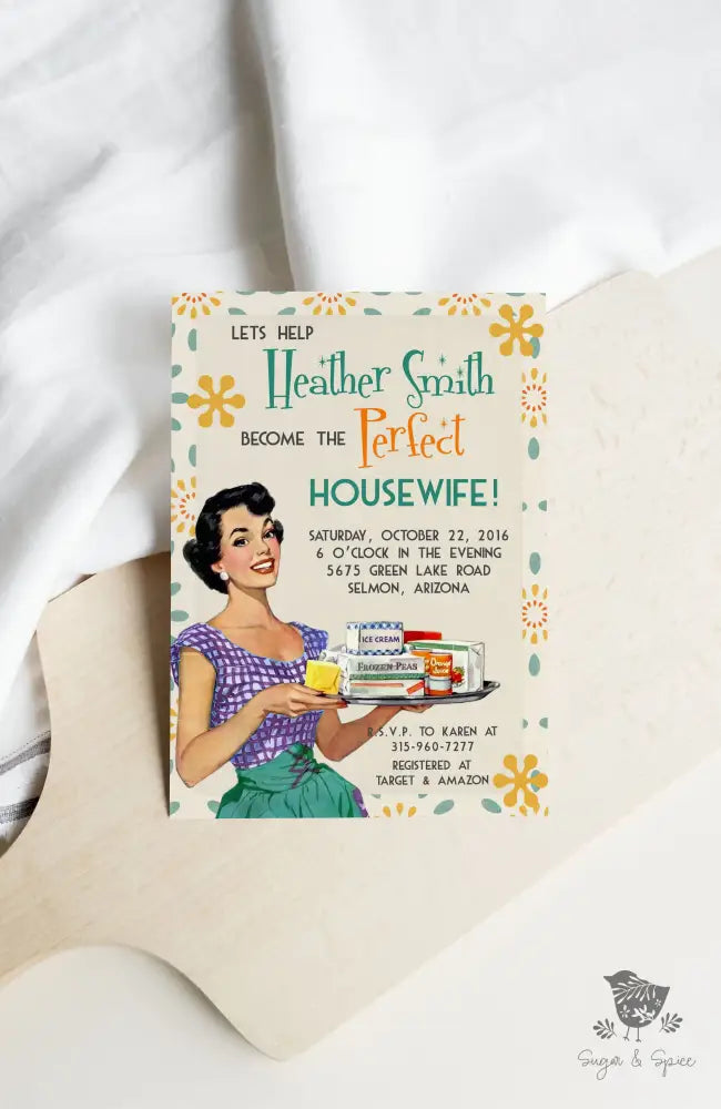 Retro Housewife Bridal Shower Invitation - Premium  from Sugar and Spice Invitations - Just $1.95! Shop now at Sugar and Spice Paper