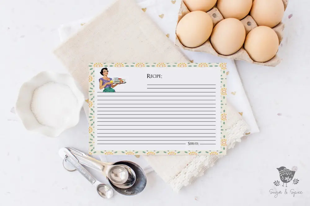 Retro Housewife Recipe Cards - Premium  from Sugar and Spice Invitations - Just $2.50! Shop now at Sugar and Spice Paper