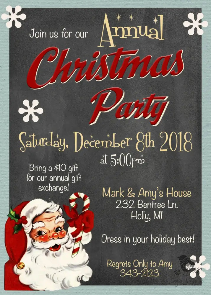 Retro Santa Christmas Invitation - Premium Digital File from Sugar and Spice Invitations - Just $2.10! Shop now at Sugar and Spice Paper