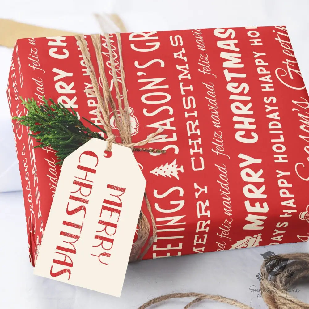 Retro Santa Wrapping Paper - Premium Craft Supplies & Tools > Party & Gifting > Packaging & Wrapping from Sugar and Spice Invitations - Just $26.10! Shop now at Sugar and Spice Paper