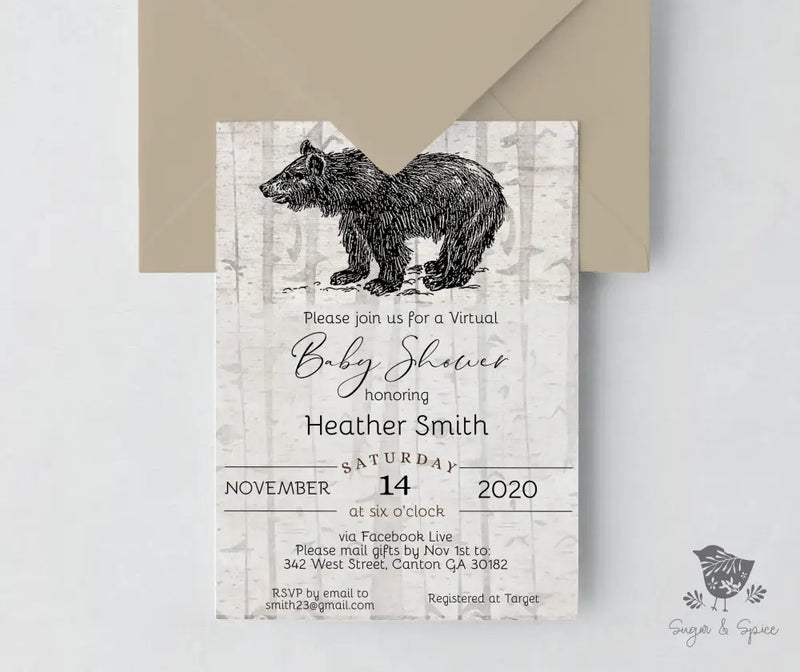 Rustic Bear Baby Shower Invitation - Premium  from Sugar and Spice Invitations - Just $1.95! Shop now at Sugar and Spice Paper