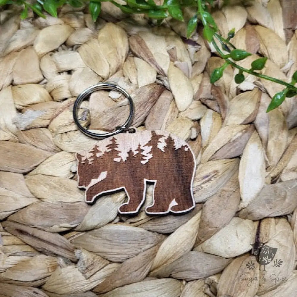 Rustic Bear Wood KeyChain - Premium  from Sugar and Spice Paper & Gift - Just $9! Shop now at Sugar and Spice Paper