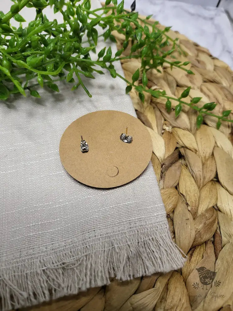 Rustic Bear Wood Laser Engraved Handmade Stud Earrings - Premium  from Sugar and Spice Invitations - Just $6! Shop now at Sugar and Spice Paper