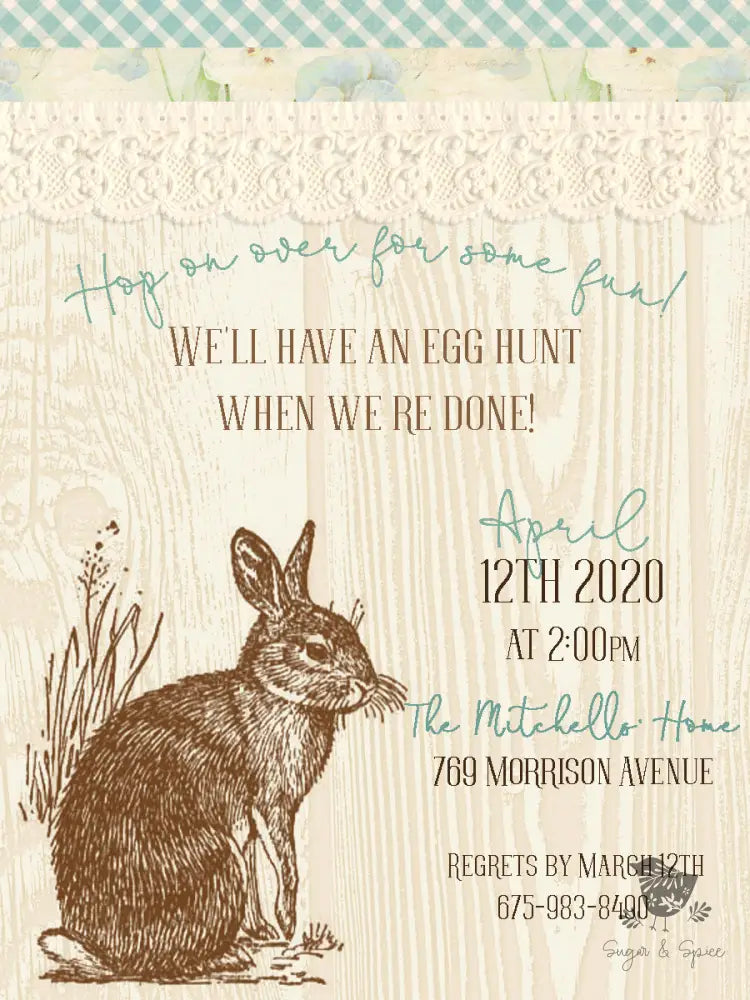 Rustic Brunch Easter Invitation - Premium Paper & Party Supplies > Paper > Invitations & Announcements > Invitations from Sugar and Spice Invitations - Just $1.98! Shop now at Sugar and Spice Paper