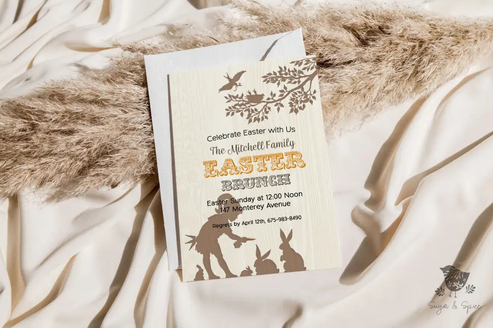 Rustic Brunch Girl Easter Invitation - Premium Paper & Party Supplies > Paper > Invitations & Announcements > Invitations from Sugar and Spice Invitations - Just $1.98! Shop now at Sugar and Spice Paper