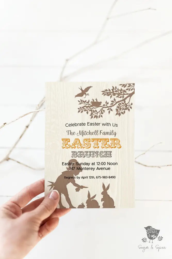 Rustic Brunch Girl Easter Invitation - Premium Paper & Party Supplies > Paper > Invitations & Announcements > Invitations from Sugar and Spice Invitations - Just $1.98! Shop now at Sugar and Spice Paper