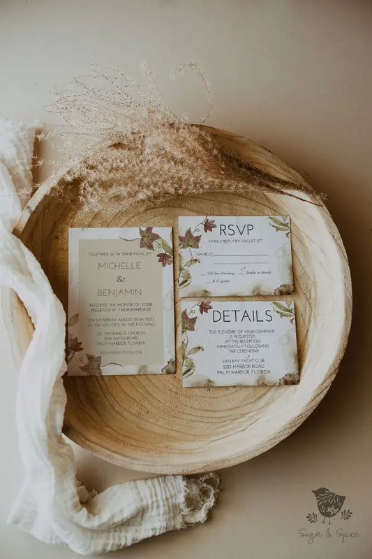 Rustic Fall Wedding Invitation - Premium  from Sugar and Spice Invitations - Just $2.15! Shop now at Sugar and Spice Paper