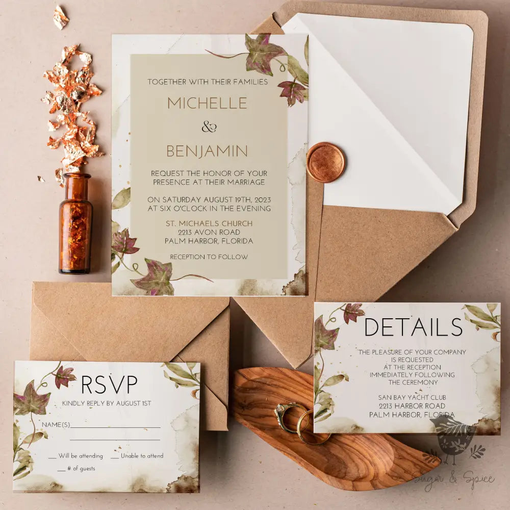 Rustic Fall Wedding Invitation - Premium  from Sugar and Spice Invitations - Just $2.15! Shop now at Sugar and Spice Paper