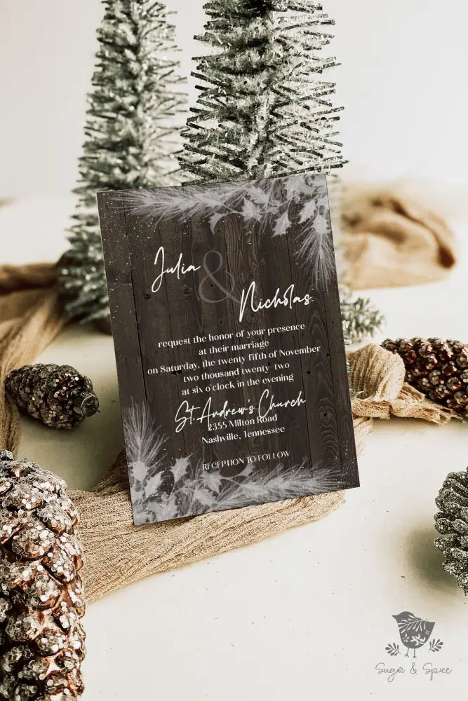 Rustic Snow Wedding Invitation - Premium  from Sugar and Spice Invitations - Just $2.15! Shop now at Sugar and Spice Paper