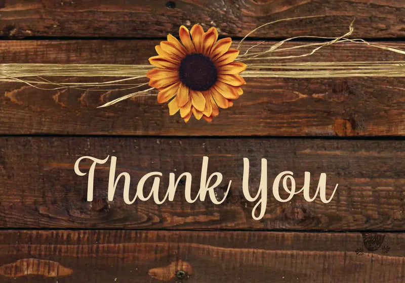 Rustic Sunflower Thank You Card - Premium Paper & Party Supplies > Paper > Invitations & Announcements > Invitations from Sugar and Spice Invitations - Just $2.50! Shop now at Sugar and Spice Paper