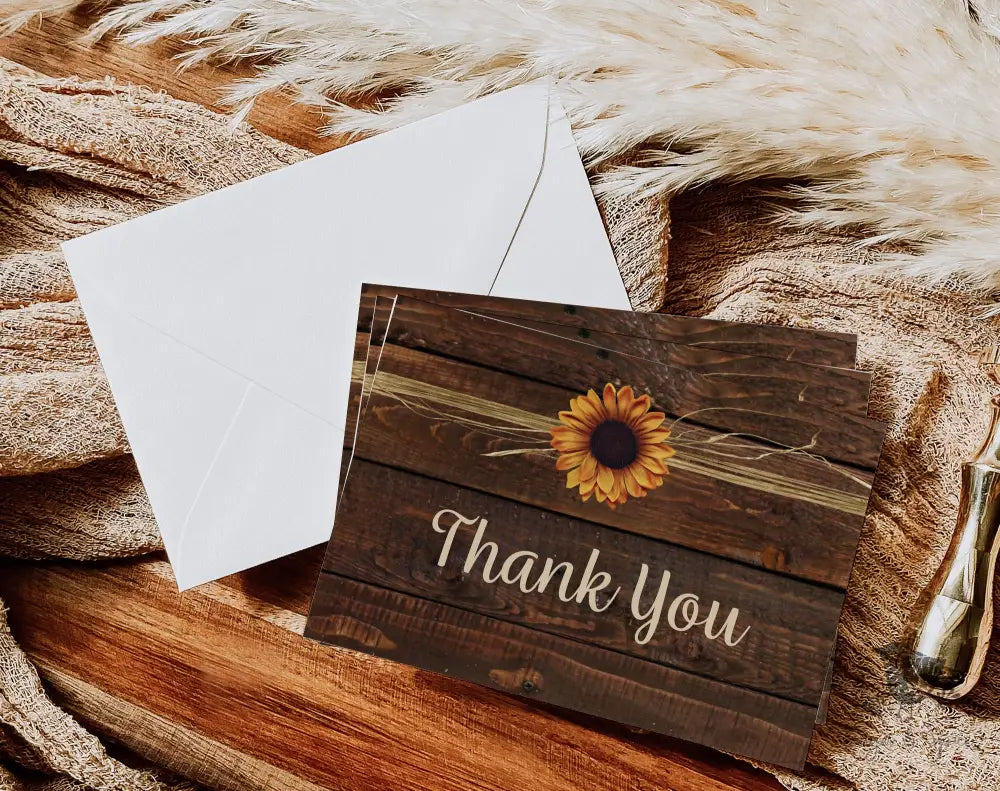 Rustic Sunflower Thank You Card - Premium Paper & Party Supplies > Paper > Invitations & Announcements > Invitations from Sugar and Spice Invitations - Just $2.50! Shop now at Sugar and Spice Paper