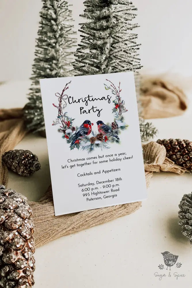 Rustic Wreath Christmas Invitation - Premium Digital File from Sugar and Spice Invitations - Just $2.10! Shop now at Sugar and Spice Paper
