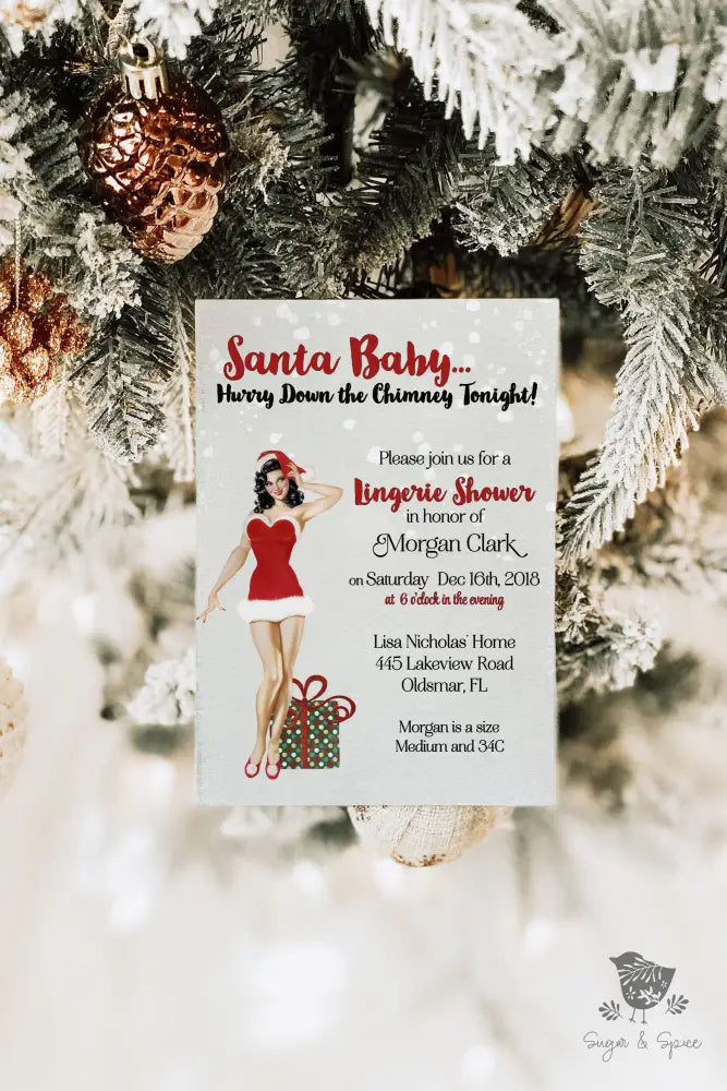 Santa Baby Lingerie Bridal Shower Invitation - Premium  from Sugar and Spice Invitations - Just $1.95! Shop now at Sugar and Spice Paper
