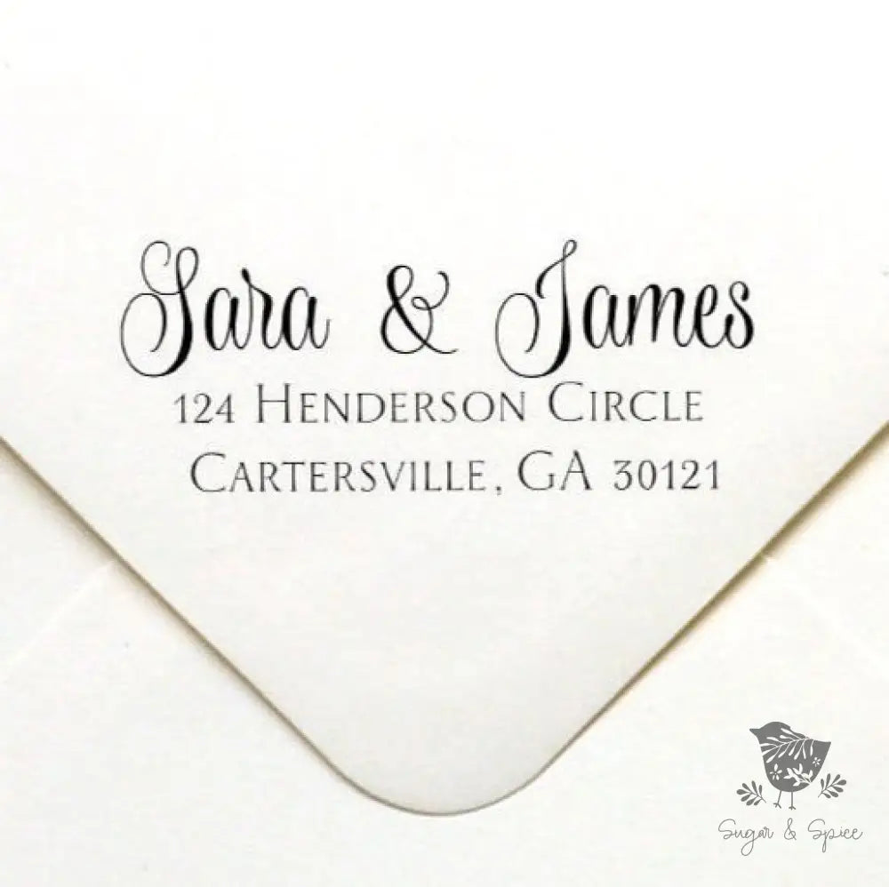 Sara Elegant Address Stamp - Premium Craft Supplies & Tools > Stamps & Seals > Stamps from Sugar and Spice Invitations - Just $28! Shop now at Sugar and Spice Paper