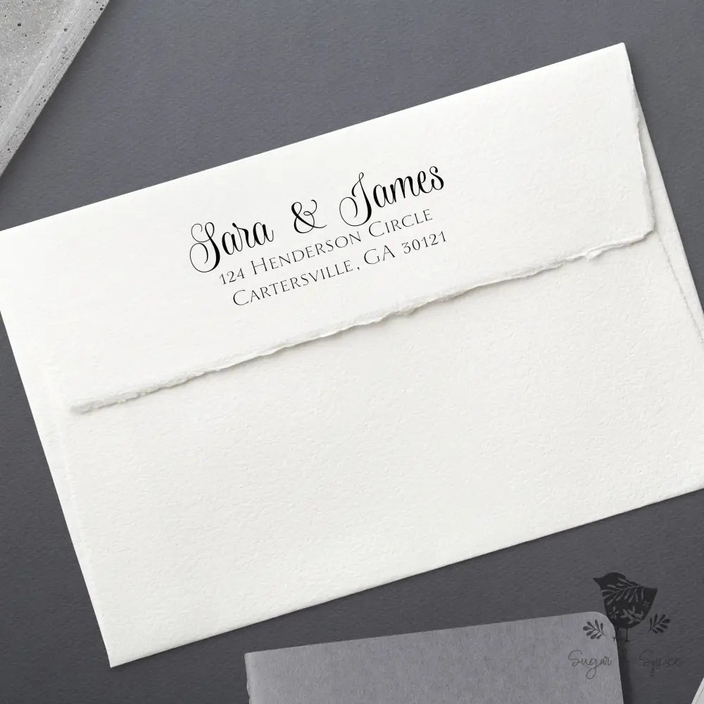 Sara Elegant Address Stamp - Premium Craft Supplies & Tools > Stamps & Seals > Stamps from Sugar and Spice Invitations - Just $28! Shop now at Sugar and Spice Paper