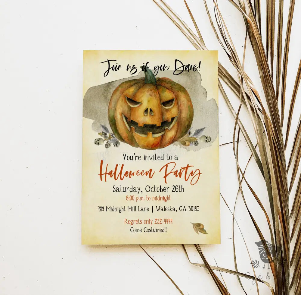 Scary Pumpkin Halloween Invitation