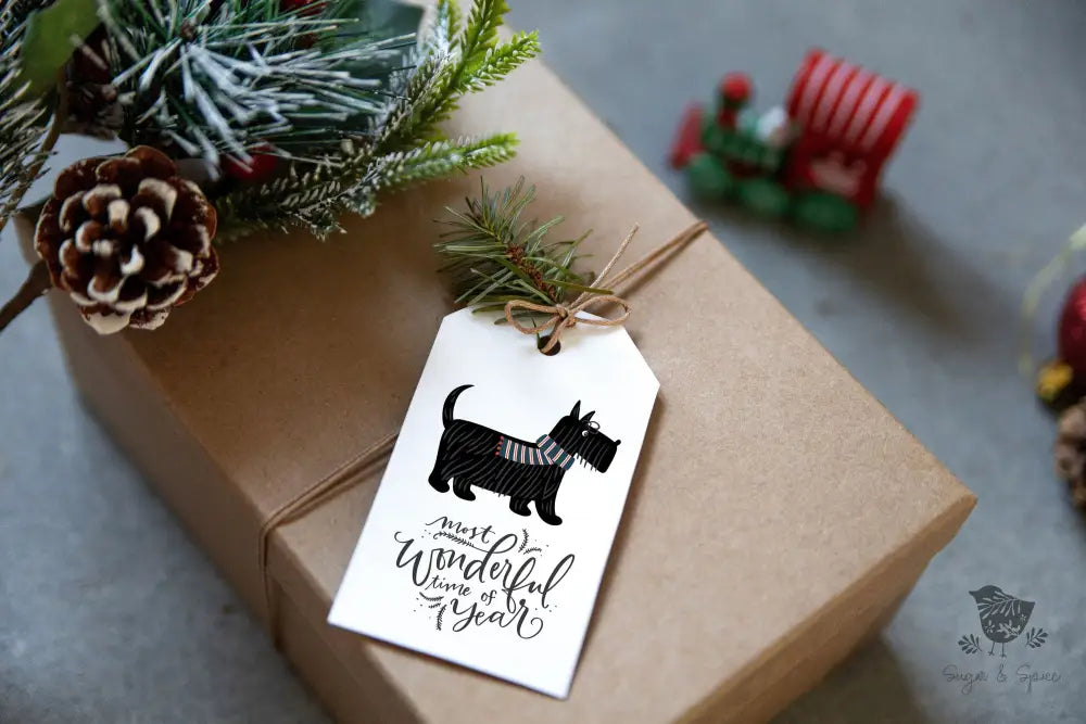 Scottish Terrier Dog Christmas Gift Tag - Premium Craft Supplies & Tools > Party & Gifting > Labels, Stickers & Tags > Tags from Sugar and Spice Invitations - Just $24! Shop now at Sugar and Spice Paper