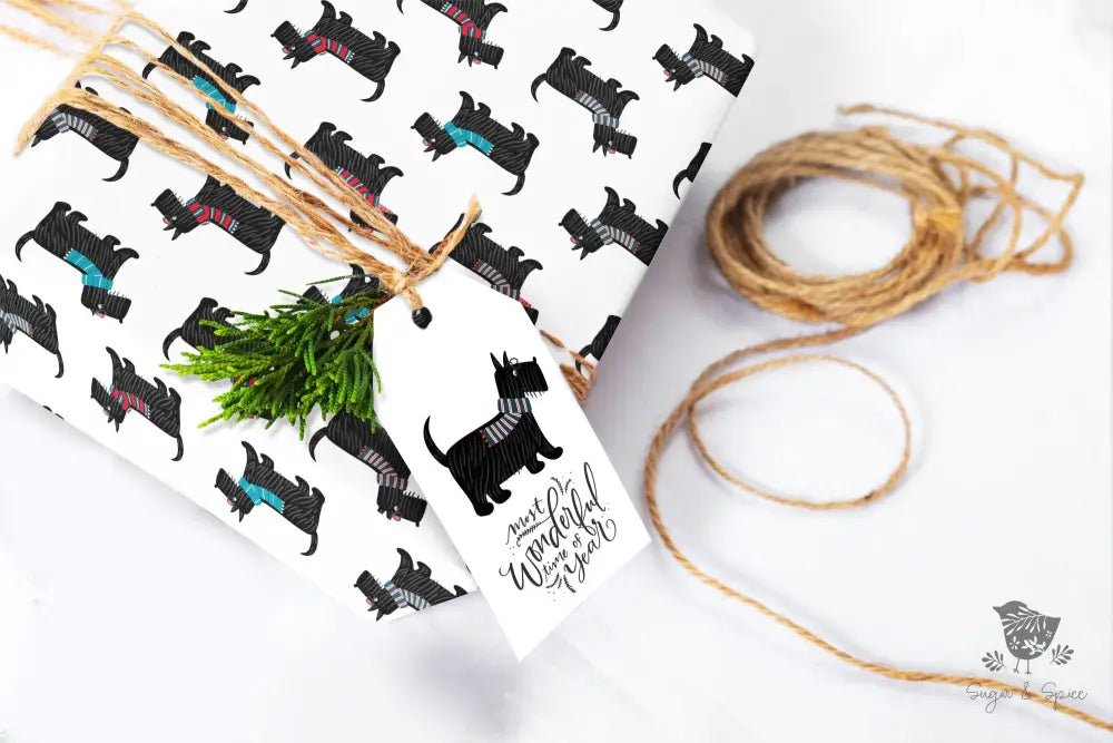 Scottish Terrier Dog Wrapping Paper - Premium Craft Supplies & Tools > Party & Gifting > Packaging & Wrapping from Sugar and Spice Invitations - Just $26.10! Shop now at Sugar and Spice Paper