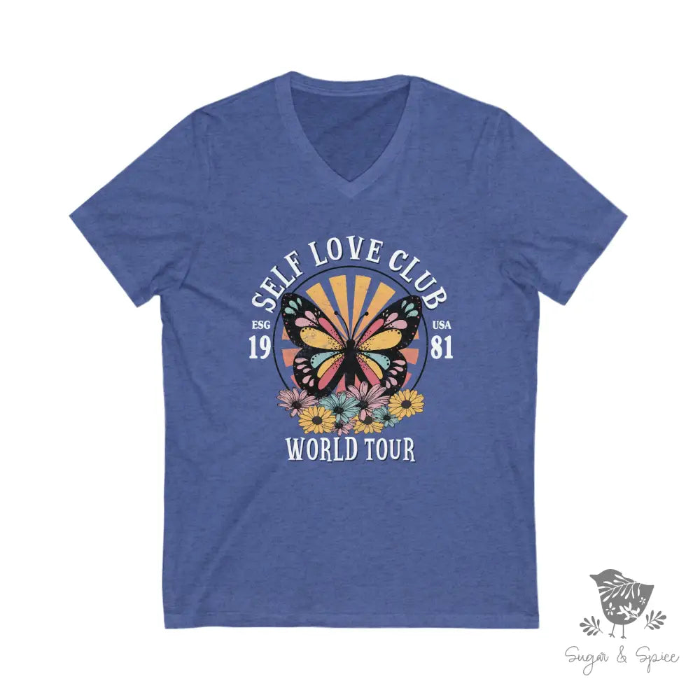 Self Love Butterfly V-Neck T-Shirt - Premium V-neck from Printify - Just $27.28! Shop now at Sugar and Spice Paper