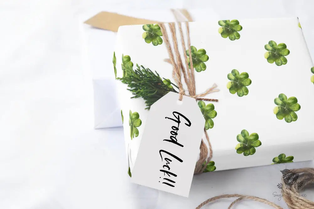 Shamrock Lucky St Patrick Day Wrapping Paper - Premium Craft Supplies & Tools > Party & Gifting > Packaging & Wrapping from Sugar and Spice Invitations - Just $26.10! Shop now at Sugar and Spice Paper