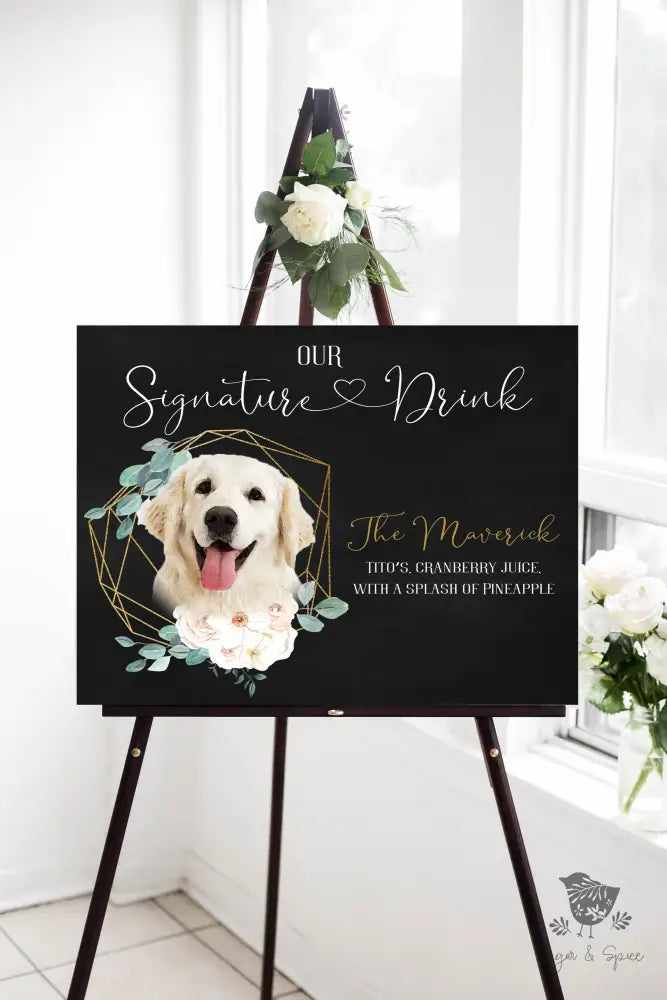 Signature Drink Sign Gold Greenery - Premium  from Sugar and Spice Invitations - Just $35! Shop now at Sugar and Spice Paper