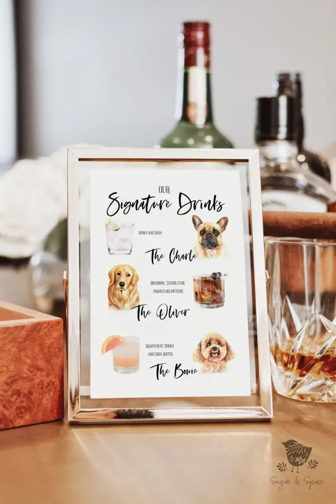 Signature Drink Sign Three Pets - Premium  from Sugar and Spice Invitations - Just $35! Shop now at Sugar and Spice Paper