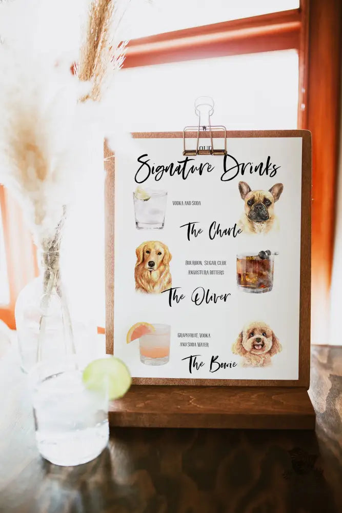 Signature Drink Sign Three Pets - Premium  from Sugar and Spice Invitations - Just $35! Shop now at Sugar and Spice Paper