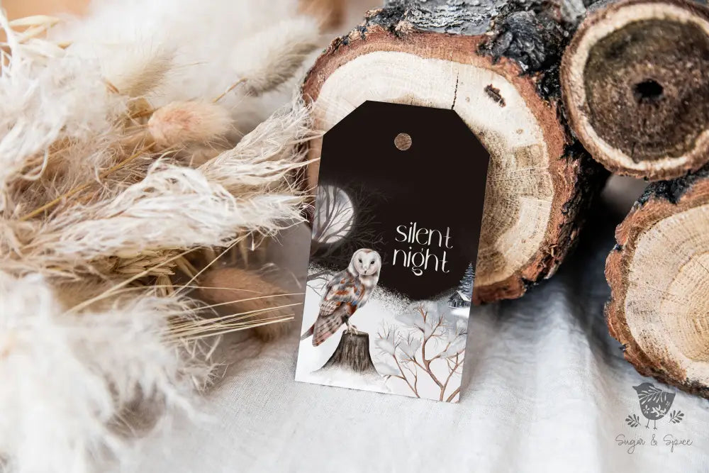Silent Night Owl Christmas Gift Tag - Premium Craft Supplies & Tools > Party & Gifting > Labels, Stickers & Tags > Tags from Sugar and Spice Invitations - Just $26! Shop now at Sugar and Spice Paper