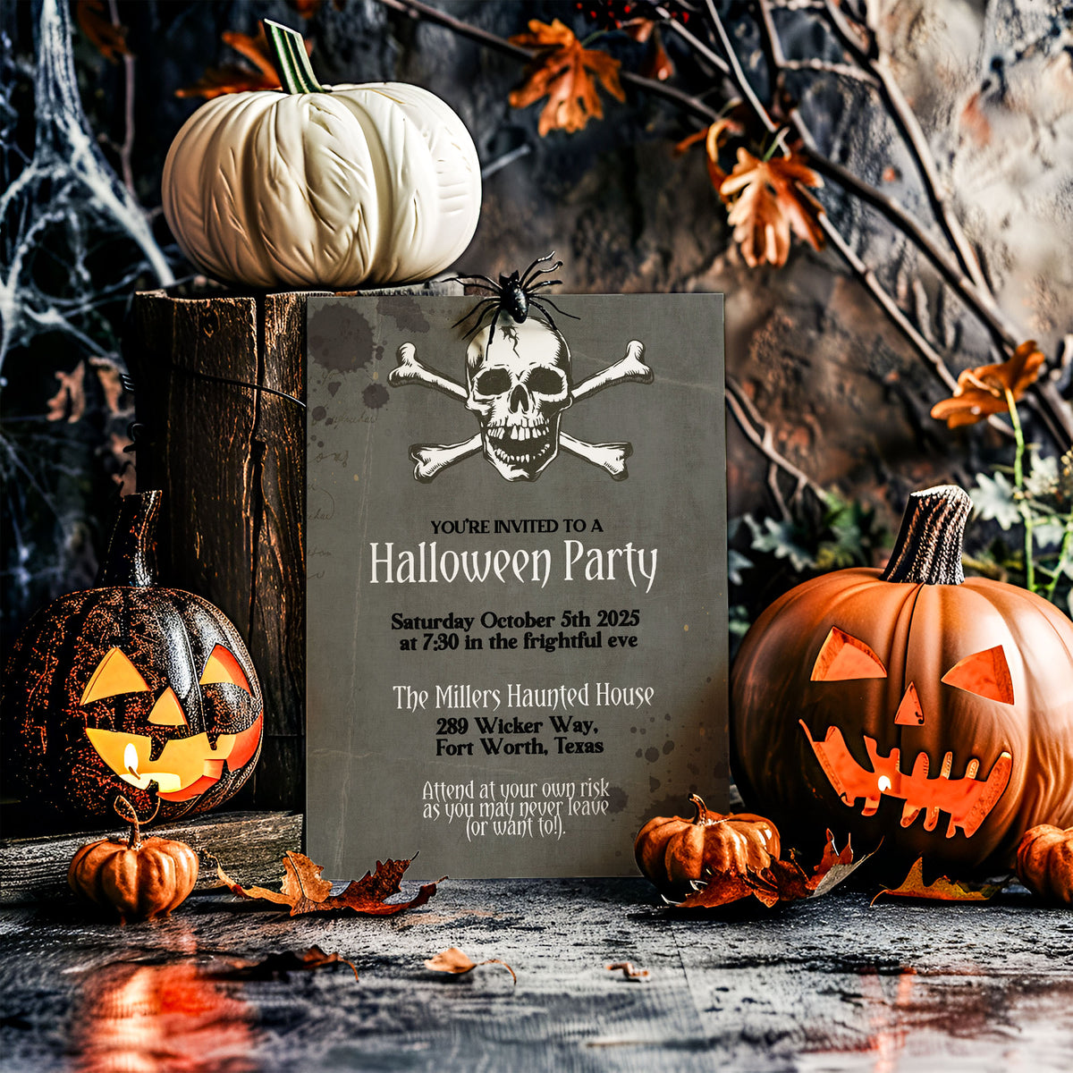 Skull and Crossbones Halloween Invitation