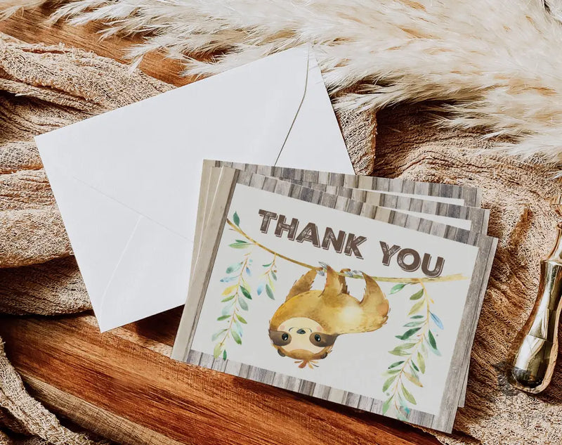 Sloth Thank You Card - Premium Paper & Party Supplies > Paper > Invitations & Announcements > Invitations from Sugar and Spice Invitations - Just $2.50! Shop now at Sugar and Spice Paper